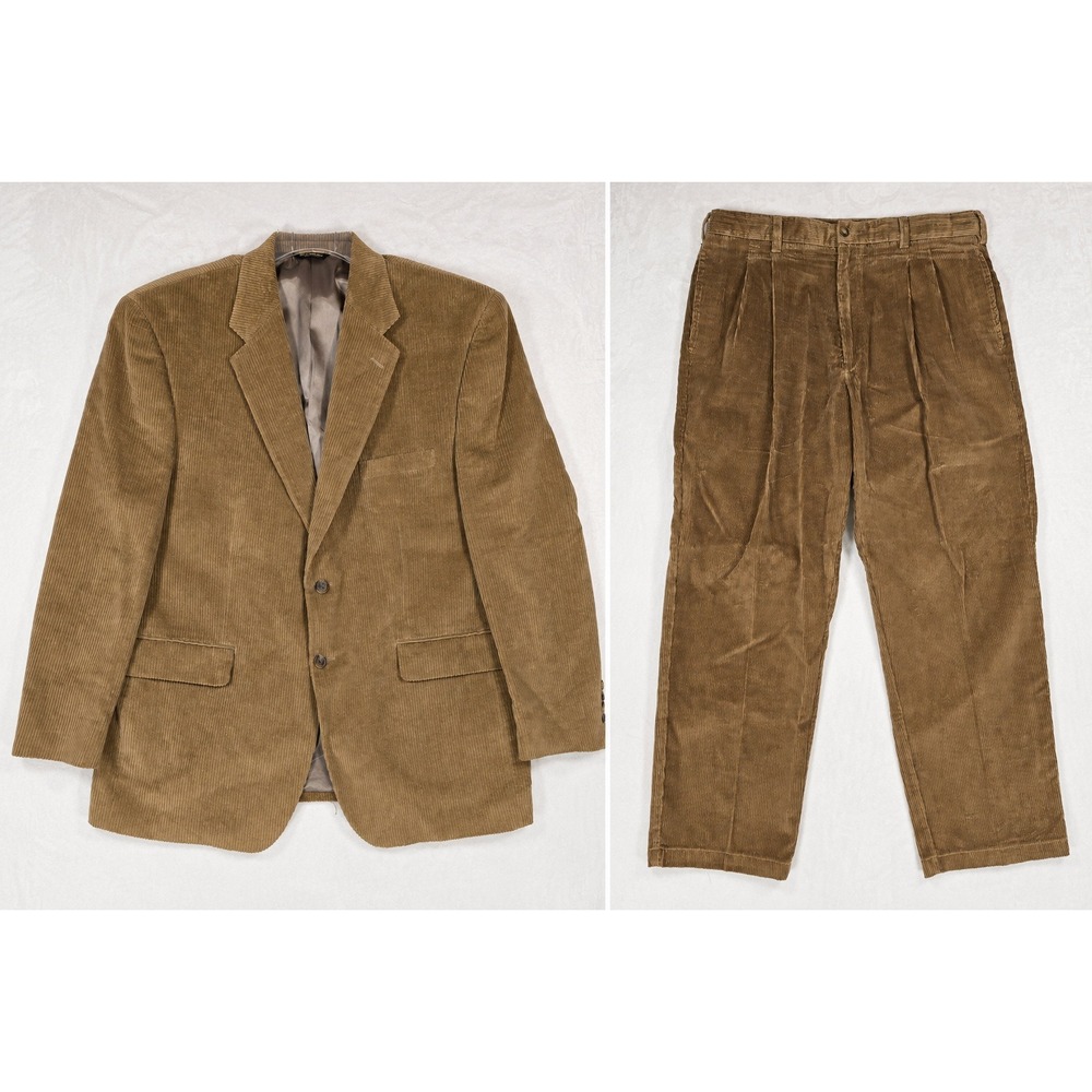 Chaps Ralph Lauren Mens 44R Corduroy Blazer RedHead Pants 36x30 Suit Set Brown